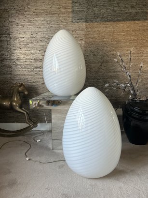 Pair Of Murano Vetri Glass Lamps (SL)