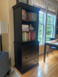 Pottery Barn Black Bookshelf With Two Drawers