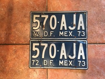 Pair Of D. F.  Mex License Plates