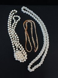 Lot Of 3 X-long Strands Faux Pearls