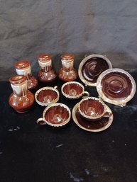 Lot: Set Of 4 Nasco Stoneham Ware Cups, Saucer & Pots