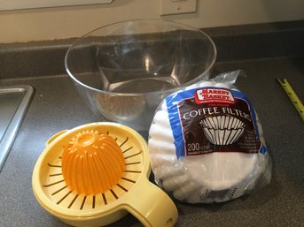 Juicer , Coffee Filters And Plastic Serving Bowl