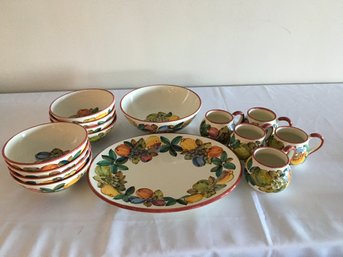 European Fruit Design Pottery Set