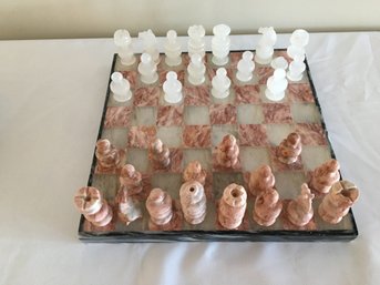 Marble Chess Set And Pieces And  Parcheesi Board