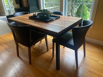 Designed In California Mixed Wood Dining Room Table With 4 Chairs