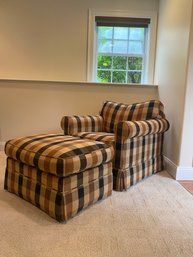 Gingham Arm Chair And Ottoman