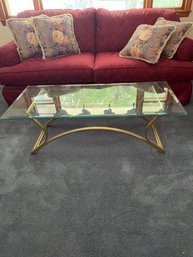 Vintage Glass And Brass Coffee Table