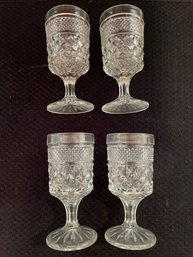 Set Of Four Small Cut Crystal Glasses