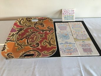 Decorative Melamine Tray And 7 Tiles