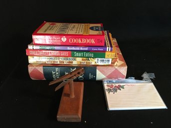 Books, Recipe Cards  And Holder