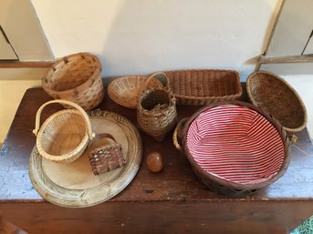 Bread Board And Collection Of Baskets, Etc