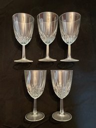 Set Of Five Cut Crystal Wine Glasses