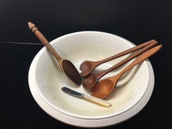 Bowl With Assorted Old Spoons And Small Spreader