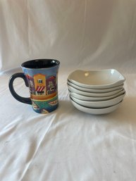 Hand Painted Mug And Set Of Six Dishes   (Dr)