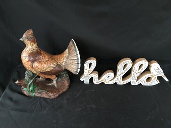 Hello Sign And Tolppis Mud Hen Figurine