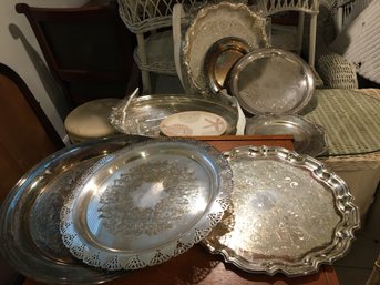 Large Collection Of Silverplate Platters