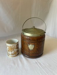 Oak Biscuit Barrel & Deun Main Barat Ceramic Cup  (dr)