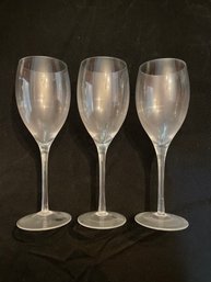 Set Of Three Sleek Wine Glasses