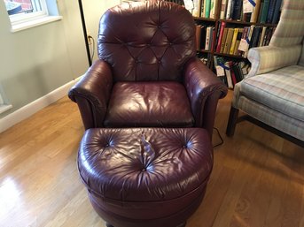Bradington Young  Leather Recliner And Ottoman