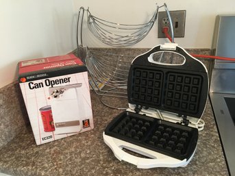 Waffle Maker, Can Opener And Fruit Basket