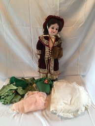 Vintage German Doll On Stand