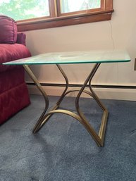 Vintage Glass And Brass End Tables