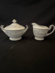 Blue Plum Creamer And Sugar Dish Made In Japan