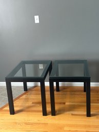 Two Glass And Metal Side Tables