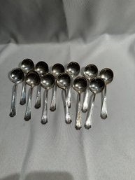 12 Sterling Soup Spoons Monogramed S
