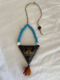 Leather & Beaded Necklace     (Lc)