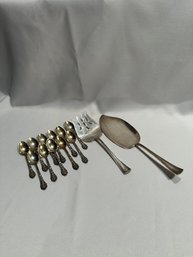 2 Sterling Serving Pcs And 11 Sterling Teaspoons