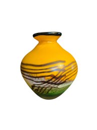 Tangerine And Mint With Tiger Stripe Glass Vase (D)