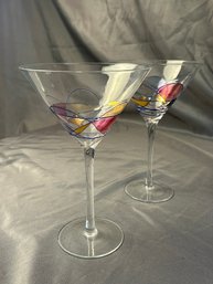 Funky Glassware Series: (2 Of 3), Martini Glasses, Pink Toned (2)