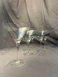 Funky Glassware Series: (3 Of 3), Martini Glasses, Blue Toned (6)