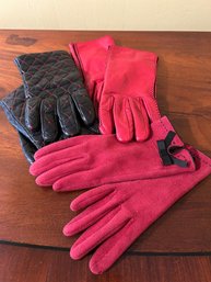 Various Vintage Black And Red Gloves