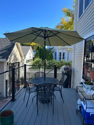 Patio Set, Umbrella With Table & 4 Chairs