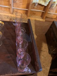 Five Pink Cocktail Glasses