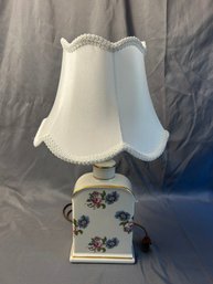 Porcelain Floral Lamp With Coquette Shade