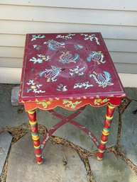 Red & Gold Ornate Patterned Metal Table