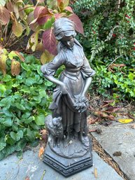 Maiden With Sheep Sculpture, Outdoor Decor