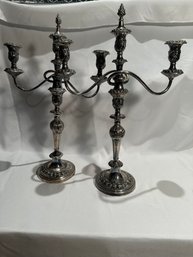 Pair Of Massive Plated Candelabras