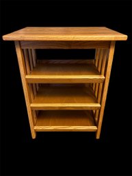 Light Wood Side Table With 3-shelves