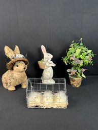 Burlap Rabbit, Easter Tree, Baby Chicks In Cage, Rabbit Decor