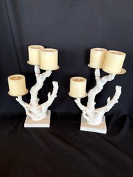 2 Coral 3 Tier Candle Holders