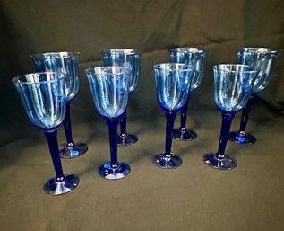 Eight Blue Glasses Two Sizes