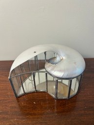 Seashell And Glass Vintage Jewelry Box