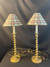 Pr Of Solid Brass Table Lamps   (Lv)