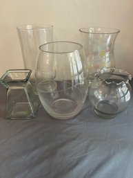 Assorted Clear Glass Vases