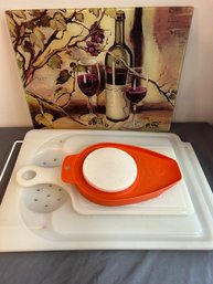 Assorted Plastic Cutting Boards And Trivet