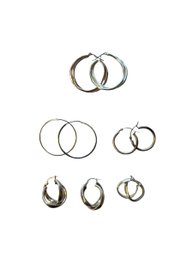 Sterling Silver And Costume Silver Tone Hoop Earring Series